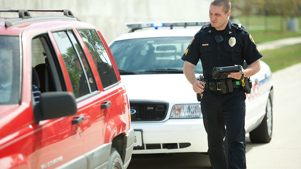 police officer outside car